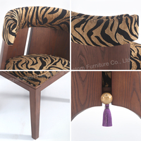 Chaise de salle à manger américaine à cadre en bois massif Coussin en tissu à motif de tigre de style rétro pour hôtel appartement maison bureau salle de bain