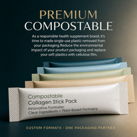 Sachets Compostables Personnalisés en Cellulose pour Poudre de Vitamines – Fournisseur d'Emballages Prêts à l'Emploi, OEM, Vente en Gros