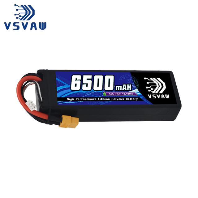 VSVAW Lipo 2S 7.6V Battery 6500mAh 65C Racing Series Hard Case With T Deans Plug for RC Car Boat Evader Car Truck Vehicle Buggy