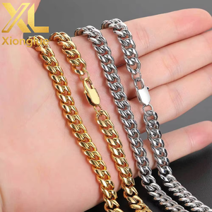 Jewelers 2025 Wholesale Custom Chunky <b>Fasten</b> Stainless Steel Hiphop Necklace Bracelet 10mm Miami Cuban Link Chain Men - Product Image 1