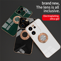 Nouveau produit 2023, béquille, support d'anneau doré, antichoc, noir, TPU souple, étui de téléphone de luxe rose pour Xiaomi 13T