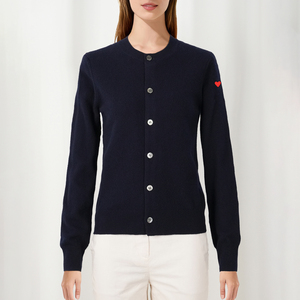 Cárdigan de Punto con Botones y Cuello Redondo, Bordado, Color Sólido Básico, 100% <span class=keywords><strong>Lana</strong></span> <span class=keywords><strong>Merino</strong></span>, Personalizado de Fábrica, Ropa para <span class=keywords><strong>Mujer</strong></span> y Hombre - Product Image 1