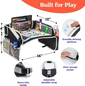 Échantillon gratuit, usine BSCI, sac de rangement pliable pour collations pour tout-petits, organisateur de siège auto pour enfants, plateau d'activités pour enfants, plateau de voyage pour enfants - Product Image 2