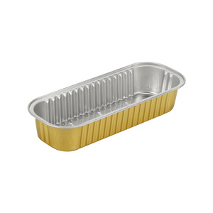 Foil Container Rectangle Gold Color Disposable PP Plastic Lid Microwave Safe - Product Image 3