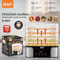 Déshydrateur alimentaire RAF R.6801 350W à 5 plateaux, chaleur réglable de 35 à 70°C, faible bruit, séchage rapide pour fruits, viande, herbes, machine de séchage pour la maison et la cuisine