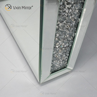 2022 Offre Spéciale diamant écrasé meubles modernes verre argenté luxe miroir Table d'entrée avec deux tiroirs pour salon
