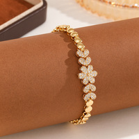 Bracelet en laiton doré Xinzhuang, maillons en forme de fleur, design tendance, classique, luxueux, minimaliste, polyvalent, cadeau pour femme