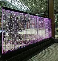 Fuente de Agua con Cortina de Cristal, Pared de Agua Interior o Exterior, Cascada Artificial Decorativa de Acero Inoxidable para Jardín
