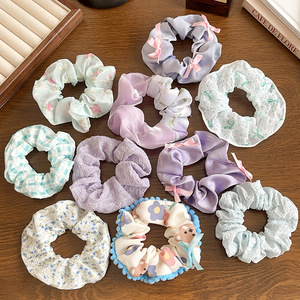 Ballet Style Spring and Summer Lace Scrunchies Sweet Hair Band <strong>Tartan</strong> Webbing Bow Hair Accessories - Product Image 2