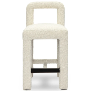 Taburete de Barra con Estructura de Madera Resistente y Estable, Diseño Moderno Sable Boucle, para Sala de Estar y Dormitorio - Product Image 6
