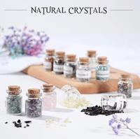 Bouteille à Vœux Personnalisée en Cristal Naturel, Mini Graviers de Pierres Précieuses, Bouteille à Chakra en Verre avec Bouchon en Liège, Vente en Gros