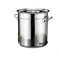 Casserole à soupe de grande capacité, épaisse, à double poignée, avec couvercle en acier inoxydable 201, spécifiquement conçue pour les cuisinières à induction commerciales de qualité alimentaire
