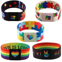 Sensibilisation à l'autisme Jigsaw Puzzle Wrap Bracelet Bracelet élastique coloré pour femmes et hommes Accessoires pour femmes et hommes