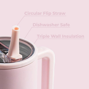 EVEPURE Vaso Térmico de Doble Pared con Aislamiento al Vacío de 40 oz, con Asa, Pajita Abatible, Antiderrames, de Acero Inoxidable con Base de Goma - Product Image 3