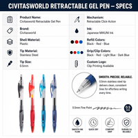 Material Escolar para Estudiantes, Bolígrafo de Gel Retráctil al por Mayor de 0.5 mm, Bolígrafo de Firma Negra para Negocios con Logotipo Personalizado