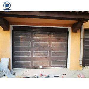 Porte de <span class=keywords><strong>garage</strong></span> sectionnelle en aluminium Prima Deep Red Wood Grain Rectangular Panel, isolée, pour villa, taille personnalisée - Product Image 3