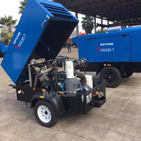 Compresseur d'APCOM rotary185cfm de ar 400 385 350cfm moteur diesel portatif de compresseur d'air de vis diesel deux roues pour le forage