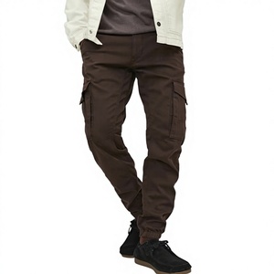 Wholesale Direct Factory Classic Fit Cargo Joggers for Men OEM Service Custom Made Logo 100% Premium Cotton Woven Canvas Fabrics - Product Image 5
