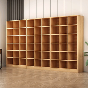 Bibliothèque murale minimaliste moderne en bois pour salon, avec rangement <span class=keywords><strong>et</strong></span> design en treillis, à assembler soi-même - Product Image 1