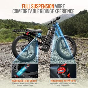 Vélo de montagne électrique pour adultes USA/UE, double moteur, cadre en acier, batterie au lithium 250W 48V, moteur de moyeu arrière 7 vitesses, frein à disque hydraulique - Product Image 5