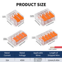 Konektor Kabel Distribusi Daya Tembaga Murni PA66 yang Dapat Dilepas Pasang --412/413/415, 32A 450V, Terminal Aman LED