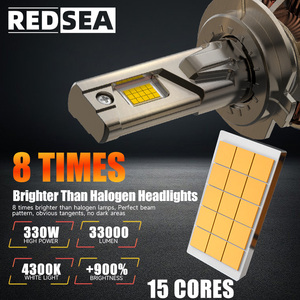 Redsea R33 4300K 330W 33000LM Lampadina <span class=keywords><strong>LED</strong></span> per Fari Auto con 3 Tubi in Rame 12V 24V Luci <span class=keywords><strong>LED</strong></span> per Auto H7 Canbus H1 H4 H11 9005 9006 <span class=keywords><strong>LED</strong></span> - Product Image 2
