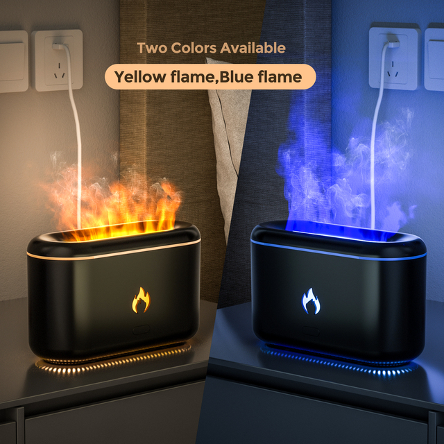 Wholesale Aromatherapy Scent Customized Essential Oil Aroma Diffusers Ultrasonic USB Diffuser Bicolor Flame Humidifier