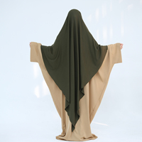 Foulard de Prière Khimar Long en Coton Jersey Modal Premium Extensible Respirant Une Couche pour Femmes Musulmanes, Forme Diamant, Aïd Ramadan