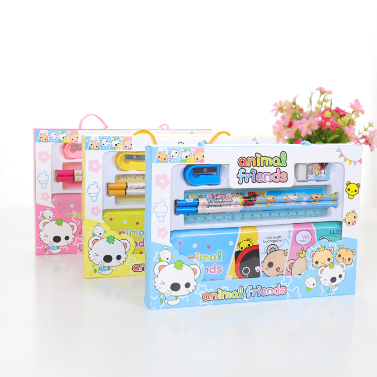 IDS chool iift tatationery et 6-picecs tatationery ETS artoon caja de regalo para niños