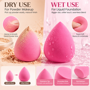 Weicher Latexfreier Tropfenförmiger Make-up-Schwamm für Foundation-Verblendung Kundenspezifische Farbe OEM Beauty-Schwamm Lieferant - Product Image 3