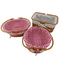 Nouveautés : Paniers de pique-nique multifonctionnels en rotin tressé et plastique PP, style mignon, écologiques, faits à la main, avec poignée, pour le rangement et les cadeaux