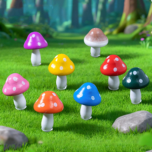 Colorful Wooden Mini Mushroom Craft Figurine <b>Miniatures</b> for Landscape Decorations Moss Plant Desktop Ornaments DIY Accessories - Product Image 1
