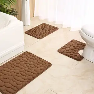 High frequency embossing waterproof mat Best Selling 3d Bathroom Non Slip Mat Set Toilet Carpet memory foam bath mat set