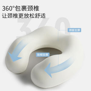 Almohada de viaje plegable para niños, de espuma viscoelástica en forma de U, 22x24 cm, para usar en aviones, gris, verde frutal, rosa, amarillo - Product Image 4