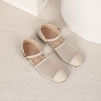 Chaussures plates Mary Jane en maille ajourée pour femmes, à bout fermé, avec bride à la cheville et boucle, décontractées, respirantes, pour l'été, pour le bureau, pour dames, 36-44