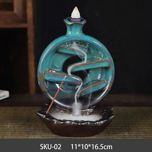 Brûleur à encens en céramique ACASA ARTO, cône à reflux, artisanal, en porcelaine, support pour bâtonnets d'encens, cascade, porte-encens en bois de santal, chinois - Product Image 5