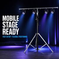 Support d'éclairage de scène portable 4,5 m avec treuil à manivelle, trépied et barre en T pour DJ, capacité de charge 60 kg pour événements et concerts