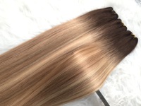 Extensiones de Cabello Humano Virgen Ruso SDD Genius Weft Ombre Highlight Blonde 14A, con Raíces Oscuras, Cutícula Alineada