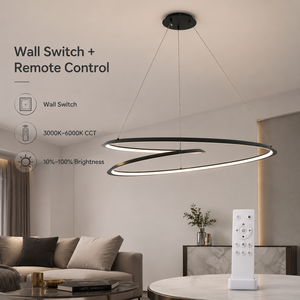 Lustre moderne en forme d'anneau de 100 cm, à LED, avec télécommande et variateur d'intensité, pour salle à manger, salon, hôtel, villa, éclairage suspendu - Product Image 4