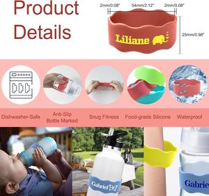 Etichette personalizzate per biberon per bambini in Silicone per asili nido borracce con <span class=keywords><strong>nome</strong></span> fasce personalizzate riutilizzabili per bambini - Product Image 3