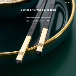 Palillos Chinos de Lujo Personalizados de Fibra de Vidrio Negra Grabada de 24 cm, Reutilizables, Ecológicos, Regalos Empresariales Personalizados - Product Image 2