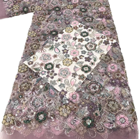 Tissu de broderie tube de perles à paillettes multicolores pour robe française style sergé Tissu de mode pour robe de mariage pour enfants
