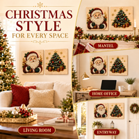 Kit de Peinture Diamant 5D Écologique KS Craft, Motif Père Noël et Sapin de Noël, Perles Spéciales, Décoration de Noël DIY pour la Maison, Cadeau