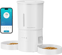 Distributeur automatique de nourriture pour chats avec double gamelle anti-renversement, 5L, Wi-Fi 2.4G, application, 10 repas/jour, enregistrement vocal, pour 2 chats