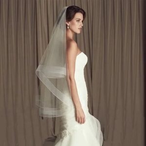 Velo de Novia de Pelo de <span class=keywords><strong>Caballo</strong></span> al por Mayor, 2 Capas, Accesorio Corto para Fiesta de <span class=keywords><strong>Bodas</strong></span>, Velos de Novia Blancos Marfil para Uso de la Novia - Product Image 1