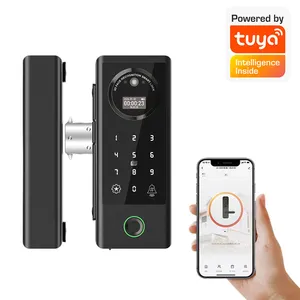 TUYA accesso WIFI telecomando per ufficio 3D vetro frontale serratura porta senza chiave tastiera automatica di sicurezza Smart digitale serratura in vetro