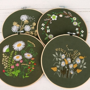 Kit de broderie floral en coton fait main pour débutants, cerceaux à broder, fils en polyester, kit de couture DIY, marque XIXI - Product Image 2