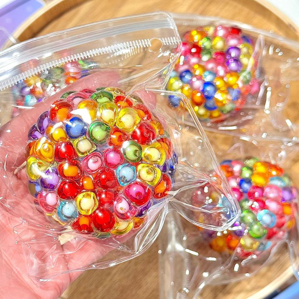 Bead Rattle Blind Box Creative Colorful Ice Cube Rattle Ball Squishy Handmade Crisp ...