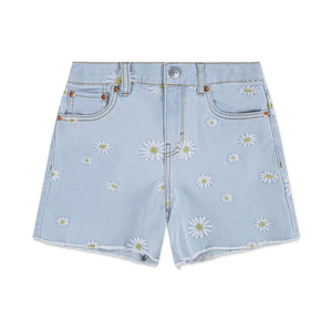Floral Embroidered High Waist Denim Shorts For <b>Women</b> Cotton Rich Fabric Summer Essential Distressed Hem Plus Size Friendly - Product Image 1