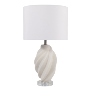 Lampada da Tavolo Scultorea in Resina Bianca, Luce d'Accento Moderna per Comodino e Arredo Notturno - Product Image 3